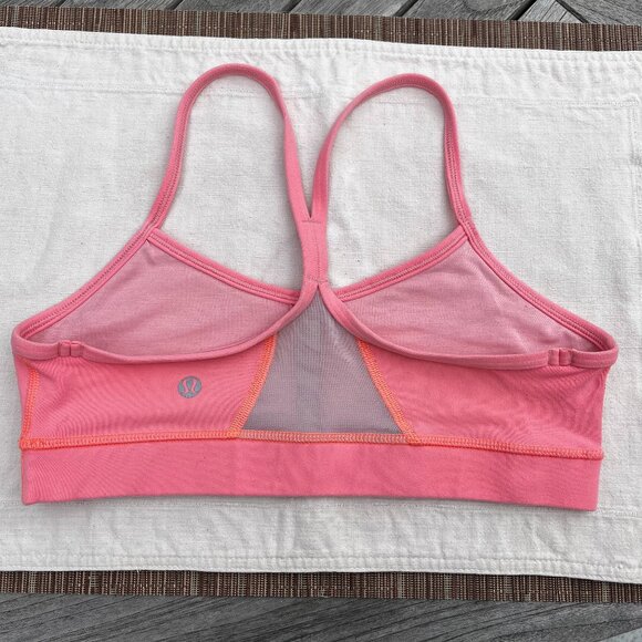 LULULEMON Flow Y Wireless Bra Coral Pinkish Orange Size 6, GUC (no pads) - Picture 2 of 2